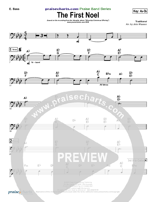 The First Noel Bass Guitar (Hillsong Worship)