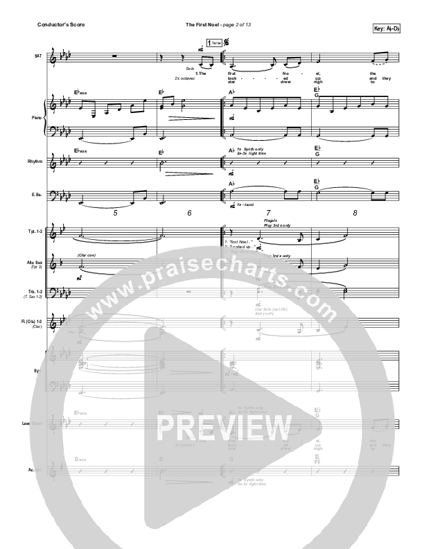 The First Noel Conductor's Score (Hillsong Worship)