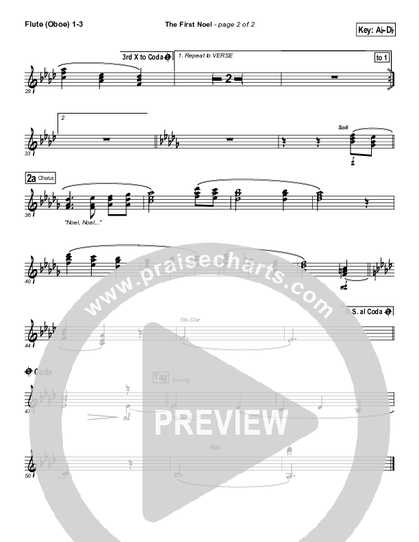 The First Noel Flute/Oboe 1/2/3 (Hillsong Worship)