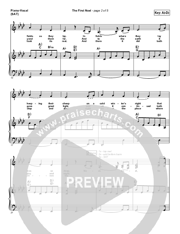 The First Noel Piano/Vocal (SAT) (Hillsong Worship)