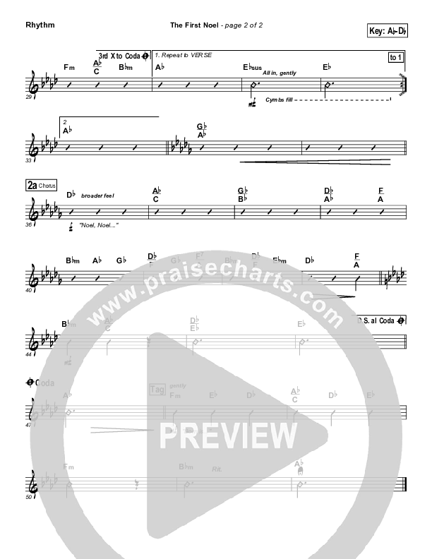 The First Noel Rhythm Chart (Hillsong Worship)
