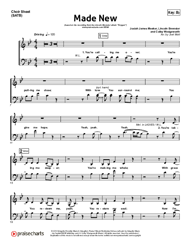 Made New Choir Sheet (SATB) (Lincoln Brewster)