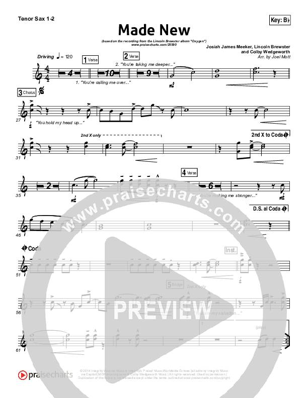 Made New Tenor Sax 1/2 (Lincoln Brewster)