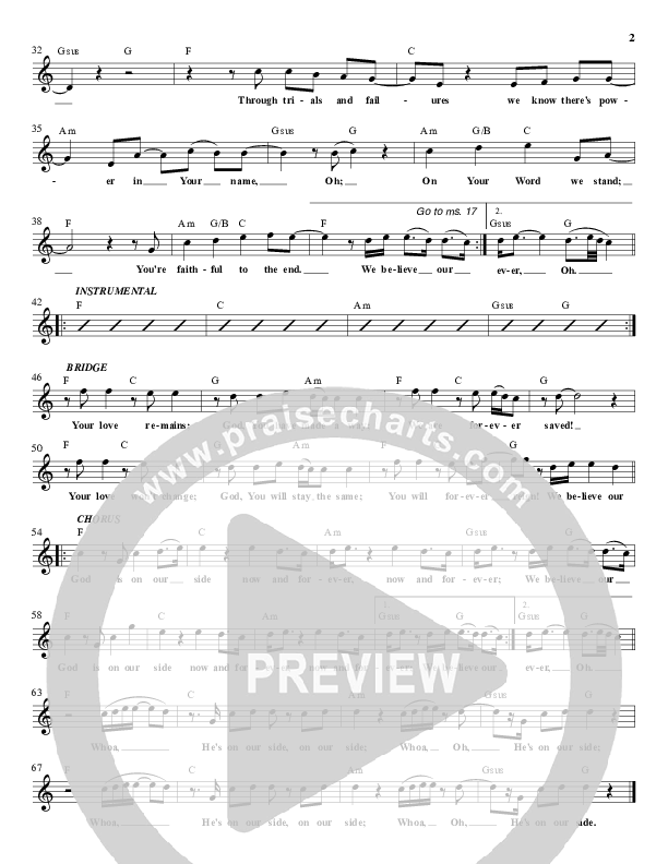 On Our Side Lead Sheet (Lincoln Brewster)