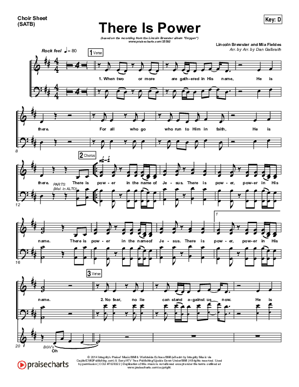 There Is Power Choir Sheet (SATB) (Lincoln Brewster)