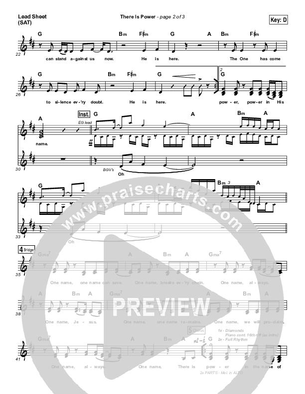 There Is Power Lead Sheet (SAT) (Lincoln Brewster)