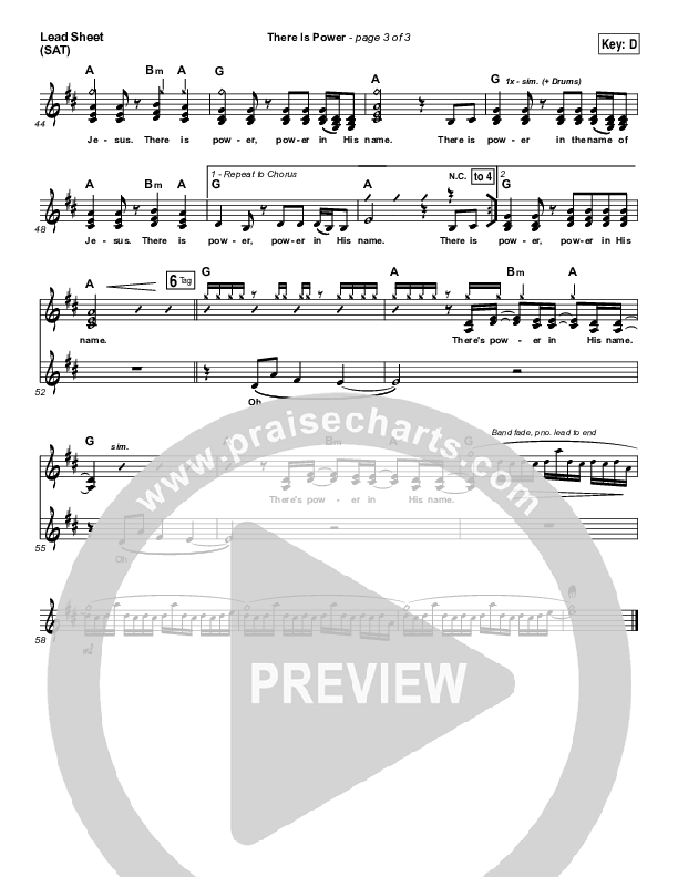 There Is Power Lead Sheet (SAT) (Lincoln Brewster)