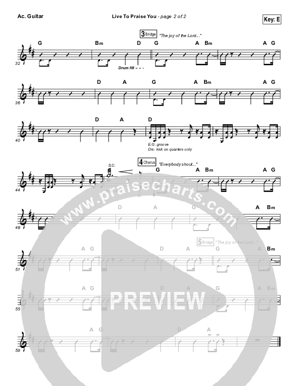 Live To Praise You Acoustic Guitar (Lincoln Brewster)