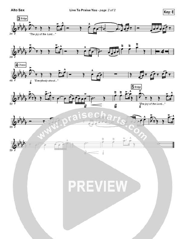 Live To Praise You Alto Sax (Lincoln Brewster)