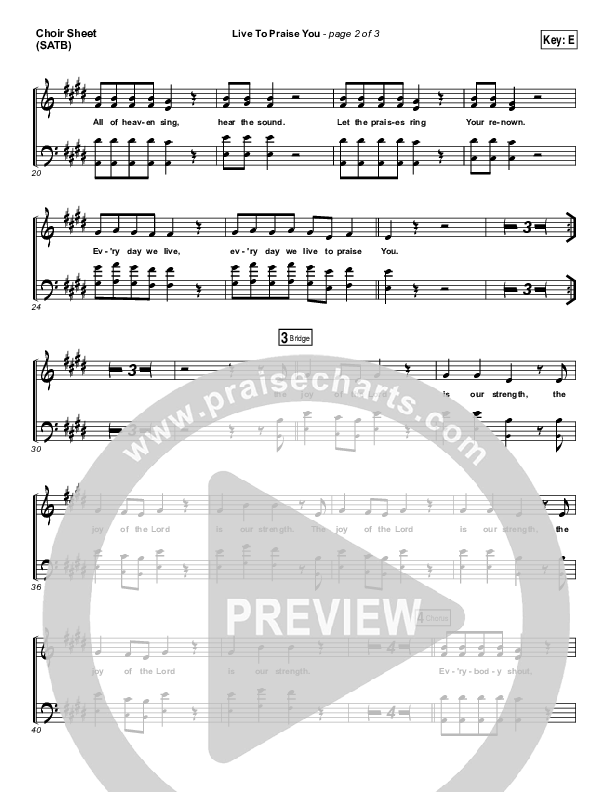Live To Praise You Choir Vocals (SATB) (Lincoln Brewster)