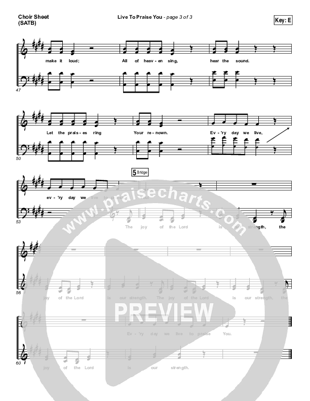 Live To Praise You Choir Vocals (SATB) (Lincoln Brewster)
