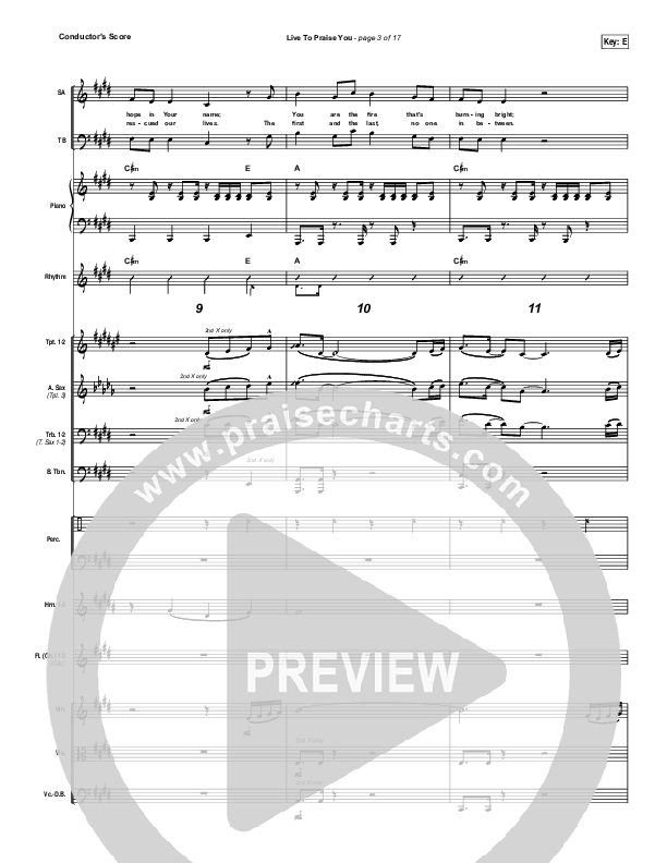 Live To Praise You Conductor's Score (Lincoln Brewster)