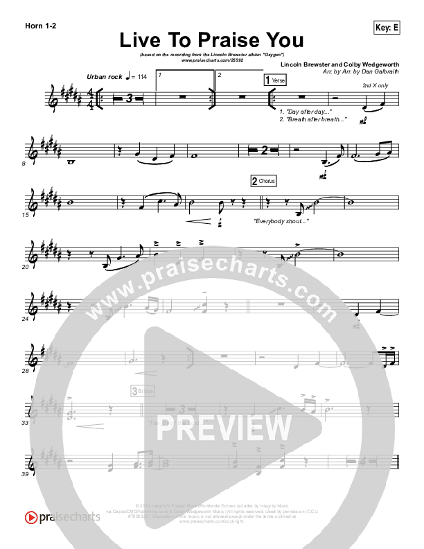 Live To Praise You Brass Pack (Lincoln Brewster)