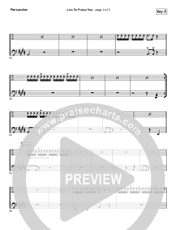 Live To Praise You Percussion (Lincoln Brewster)