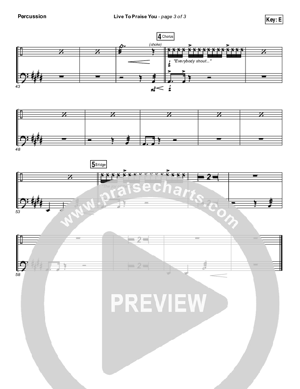 Live To Praise You Percussion (Lincoln Brewster)