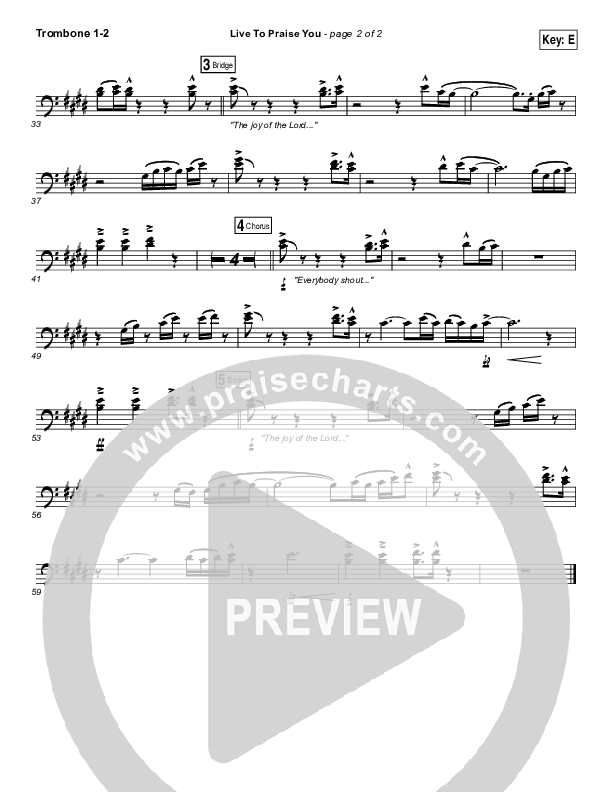 Live To Praise You Trombone 1/2 (Lincoln Brewster)