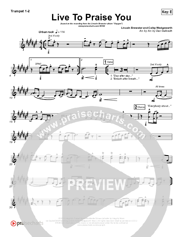 Live To Praise You Trumpet 1,2 (Lincoln Brewster)