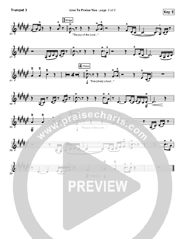 Live To Praise You Trumpet 3 (Lincoln Brewster)