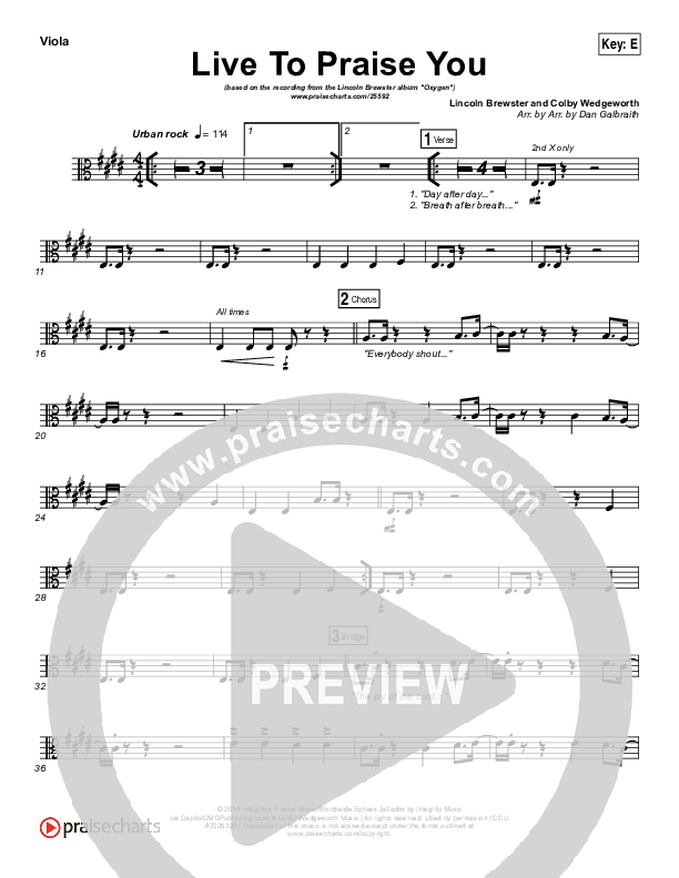 Live To Praise You Viola (Lincoln Brewster)
