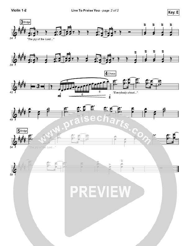 Live To Praise You Violin 1/2 (Lincoln Brewster)