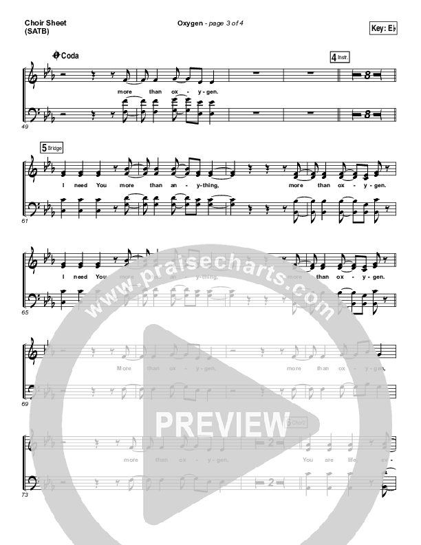 Oxygen Choir Sheet (SATB) (Lincoln Brewster)