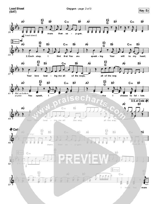 Oxygen Lead Sheet (SAT) (Lincoln Brewster)