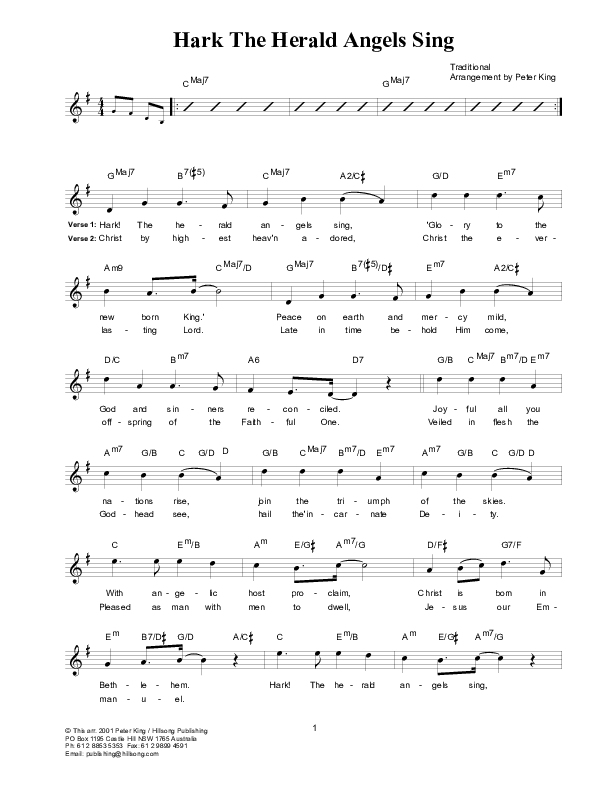 Hark The Herald Angels Sing Lead Sheet (Hillsong Worship)
