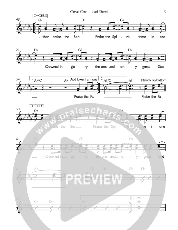 Great God Lead Sheet (Valley Worship / Christopher Fink)