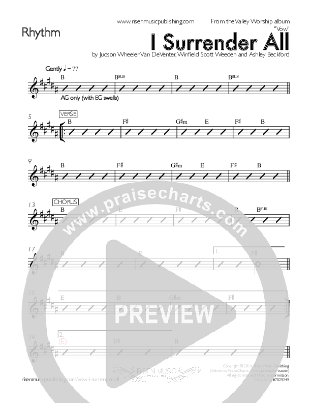 I Surrender All Rhythm Chart (Valley Worship / Ashley Beckford)