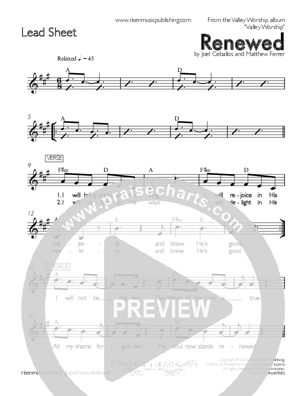 Renewed Lead Sheet (Valley Worship / Joel Ceballos)