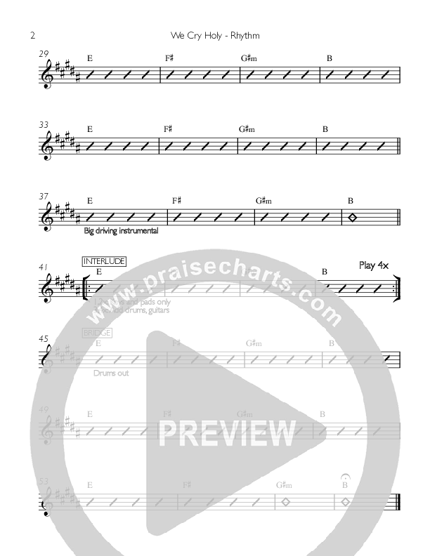 We Cry Holy Rhythm Chart (Valley Worship / Christopher Fink)