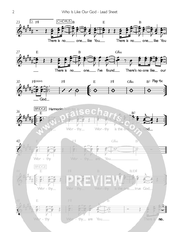Who Is Like Our God Lead Sheet (Valley Worship / Joel Ceballos)