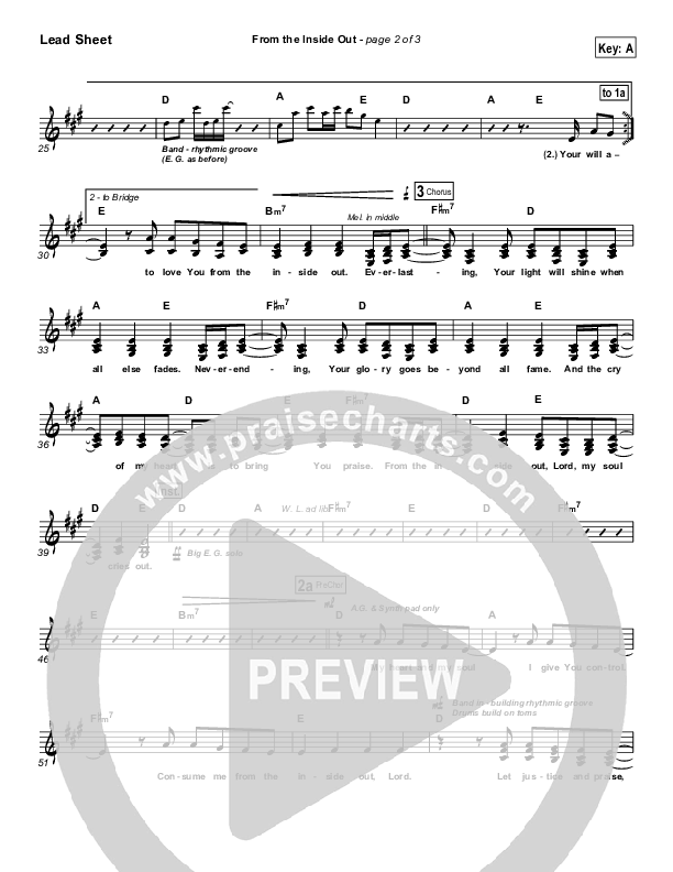 From The Inside Out Lead Sheet (Hillsong Worship)