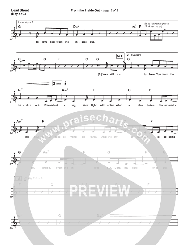 From The Inside Out Lead Sheet (Melody) (Hillsong Worship)