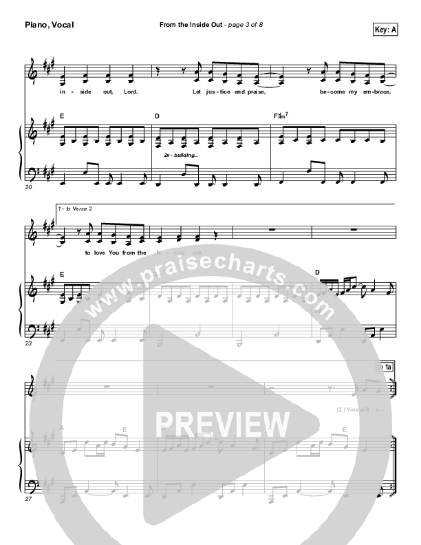 From The Inside Out Piano/Vocal (Hillsong Worship)