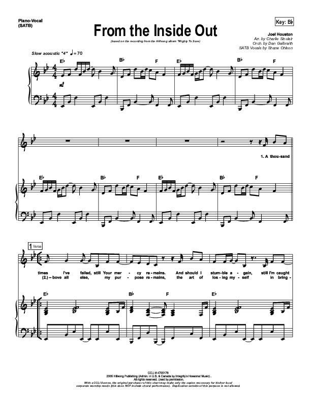 From The Inside Out Piano/Vocal & Lead (Hillsong Worship)