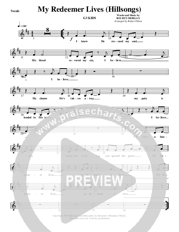 My Redeemer Lives Lead Sheet (G3 Kids)