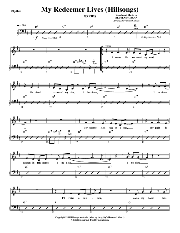 My Redeemer Lives Rhythm Chart (G3 Kids)