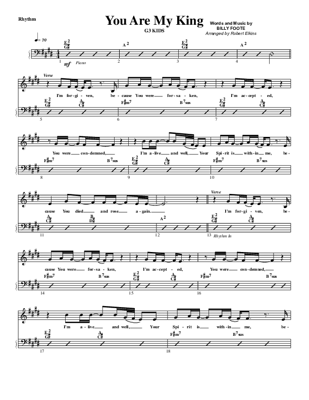 You Are My King (Amazing Love) Rhythm Chart (G3 Kids)