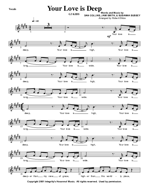 Your Love Is Deep Lead Sheet (G3 Kids)