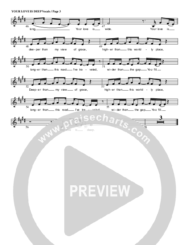 Your Love Is Deep Lead Sheet (G3 Kids)