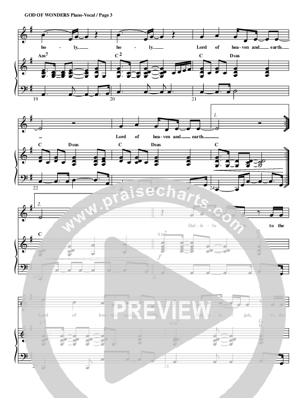 God Of Wonders Lead & Piano (G3 Kids)