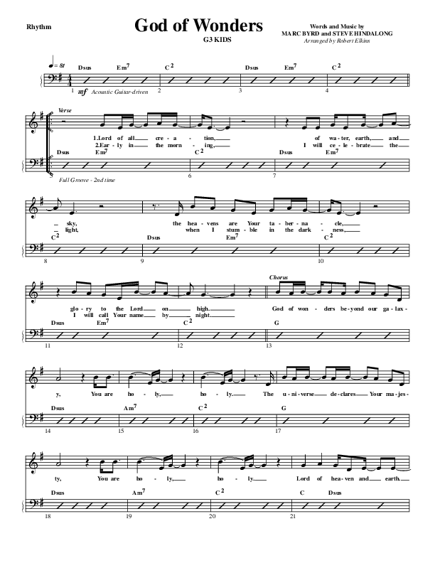 God Of Wonders Rhythm Chart (G3 Kids)