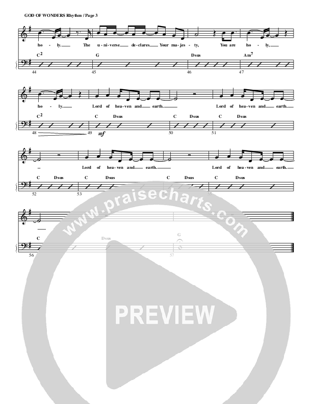 God Of Wonders Rhythm Chart (G3 Kids)