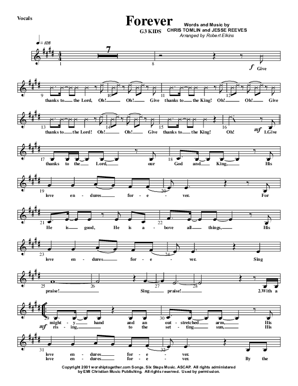 Forever Lead Sheet (G3 Kids)