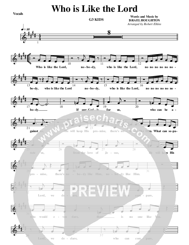 Who Is Like The Lord Lead Sheet (G3 Kids)