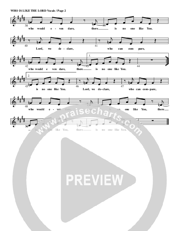 Who Is Like The Lord Lead Sheet (G3 Kids)