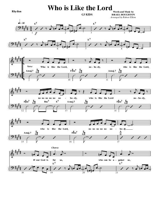Who Is Like The Lord Rhythm Chart (G3 Kids)