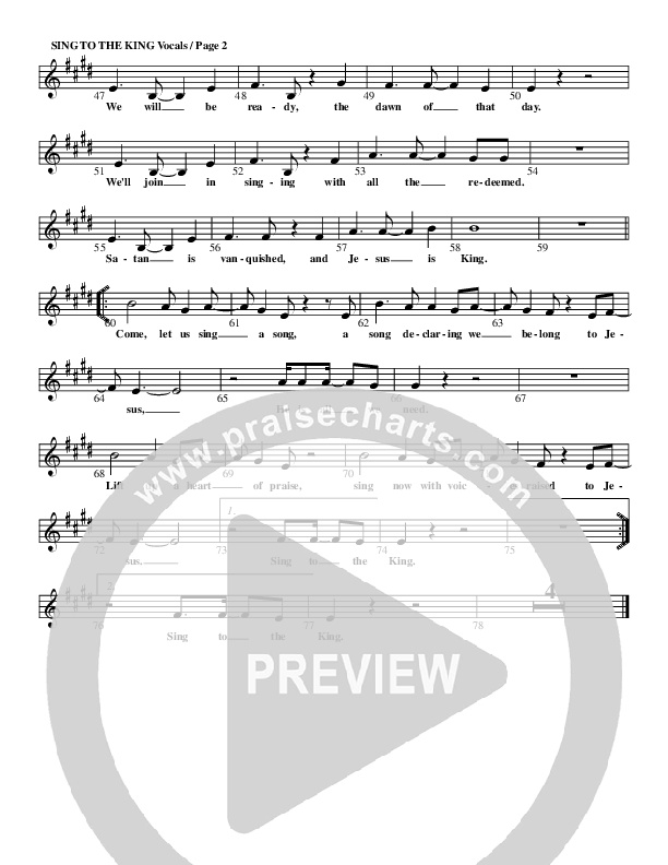 Sing To The King Lead Sheet (G3 Kids)