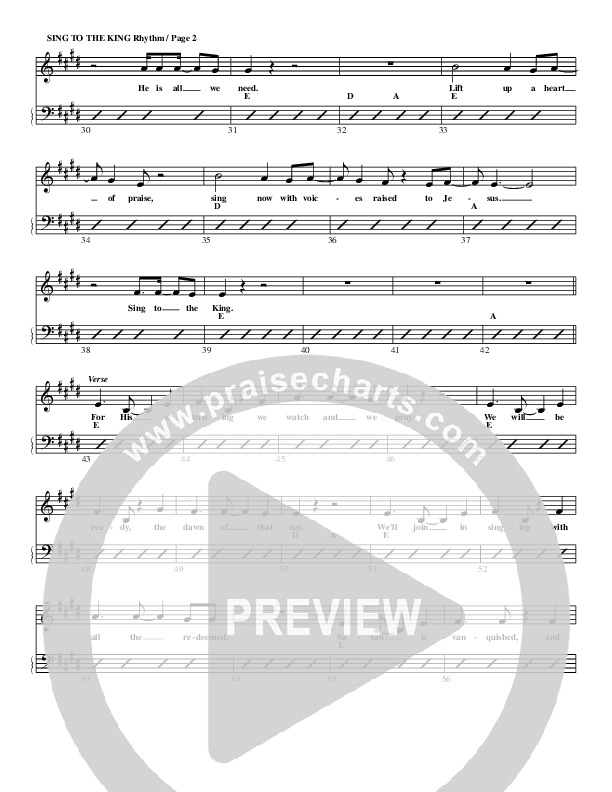 Sing To The King Rhythm Chart (G3 Kids)